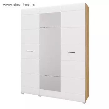 Шкаф 3х ств ненси мдф, 1500х2000х466, дуб золотой/белый глянец