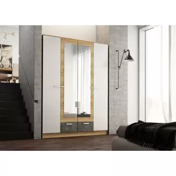 Шкаф адель дуб вотан-белый гладкий 1600х2095х470