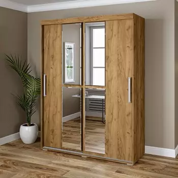 Шкаф-купе магнат 2,15*1,6*0,6м крафт золотой с зеркалом