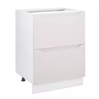Шкаф напольный 600 2 ящика хельга, 600х500х824, белый/грей софт мдф
