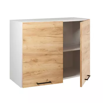 Шкаф навесной 80см с двумя дверцами Simple В800 Дуб золотой крафт/ Белый 00-00020876