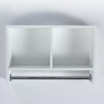 Шкаф подвесной для ванной комнаты со штангой для полотенец белый, 60 х 15,4 х 40 см