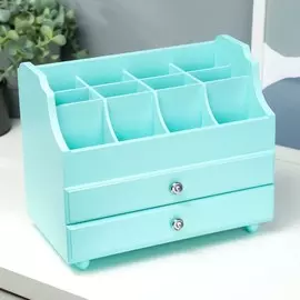 Шкатулка дерево для украшений и косметики 2 выдвижных ящика мятная 26х16,5х21,7 см