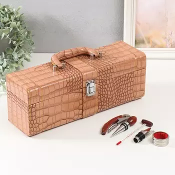 Шкатулка дерево, кожзам под бутылку