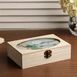 Шкатулка дерево под роспись с фоторамкой 10х15 см