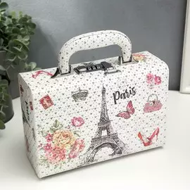 Шкатулка кожзам для украшений чемодан