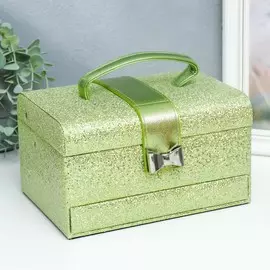 Шкатулка кожзам для украшений сундук с бантом