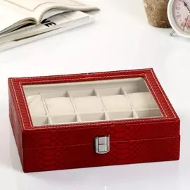 Шкатулка кожзам под часы 10 отделений