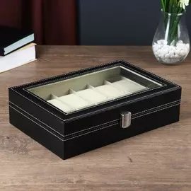 Шкатулка кожзам под часы 12 отделений