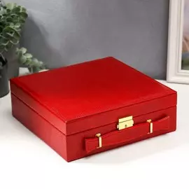 Шкатулка кожзам под часы 3 отделения и бижутерию