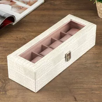 Шкатулка кожзам под часы 6 отделений