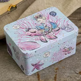 Шкатулка металл прямоугольная