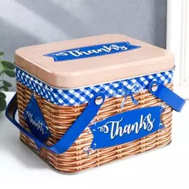 Шкатулка металл прямоугольная с ручками