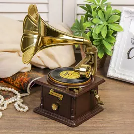 Шкатулка музык граммофон механич 15*20,5*25,5 см