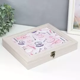 Шкатулка с делениями молочный дуб 31х26,5х5 см