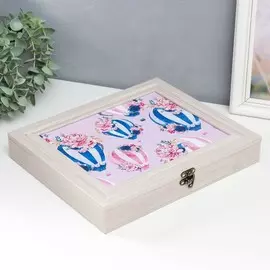 Шкатулка с делениями молочный дуб 31х26,5х5 см