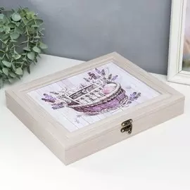 Шкатулка с делениями молочный дуб 31х26,5х5 см