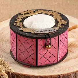 Шкатулка с игольницей, мдф, слива-черный, 12,5х12,5х9 см