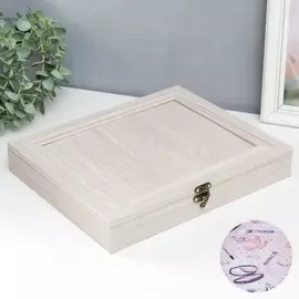 Шкатулка с картинкой внутри молочный дуб 31х26,5х5 см