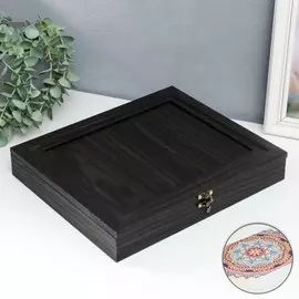 Шкатулка с картинкой внутри венге 31х26,5х5 см