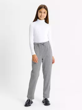 Школьные брюки для девочек с паттерном черно-белая