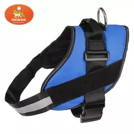 Шлейка к9 мягкая светоотражающая, размер хl, ог 80-95 см, вес 30-45 кг, синяя