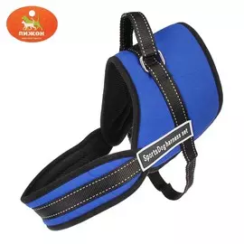 Шлейка с подкладом светоотражающая, размер l (ош 66, ог 66-80 см), стропа 2,5 см, синяя