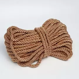 Шнур для декора и отделки, витой, декоративный, без тесьмы, коричневый, 12 мм х 25 м