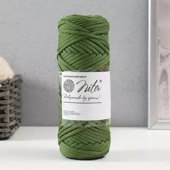 Шнур для вязания 100% полиэфир, ширина 3 мм 100м (оливковый)
