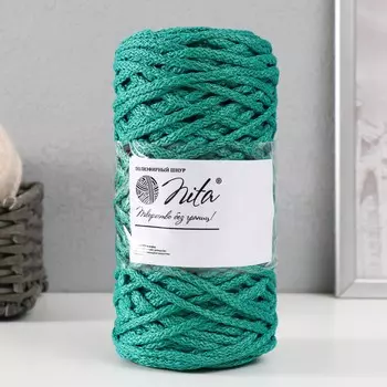 Шнур для вязания 100% полиэфир, ширина 5 мм 100м (изумрудный)