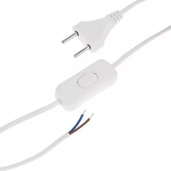 Шнур luazon lighting eco, 1.7 м, шввп 2х0.5 мм2, с проходным выключателем, белый