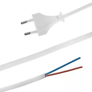 Шнур сетевой с вилкой, 2,5 м, шввп 2 х 0.5 мм2, белый