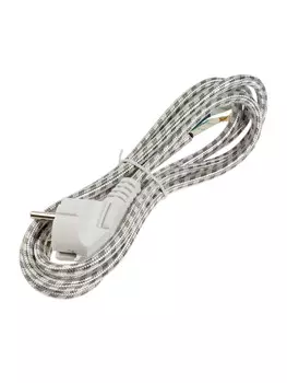 Шнур сетевой в тканевой оплетке с заземлением, 1.8 м, 2200 вт, 3x0.75 мм