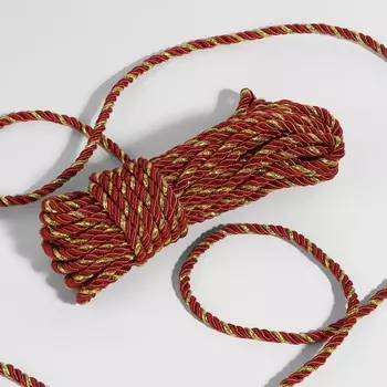 Шнур витой, d=5 мм, 10±1 м, бордовый