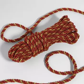 Шнур витой, d=8 мм, 10±1 м, бордовый