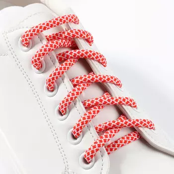 Шнурки для обуви, пара, круглые, d = 6 мм, 120 см, цвет красный/белый