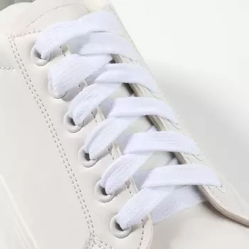 Шнурки для обуви, пара, плоские, 8 мм, 120 см, цвет белый