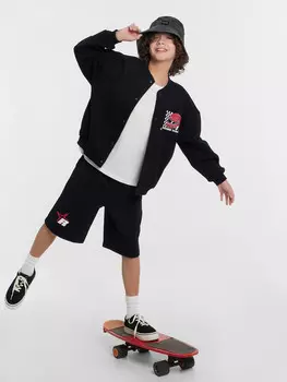 Шорты для мальчиков черные с принтом