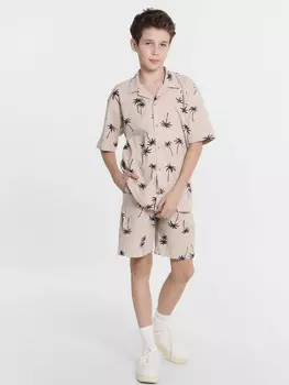 Шорты для мальчиков серые с пальмами