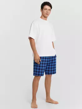 Шорты домашние мужские синие в клетку