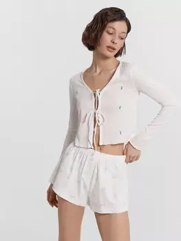 Шорты домашние женские белые с принтом