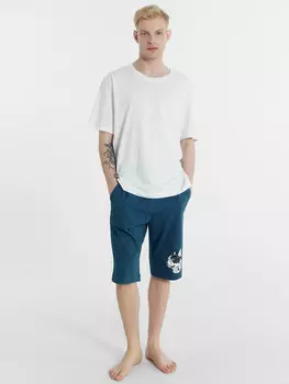 Шорты мужские домашние синие с печатью