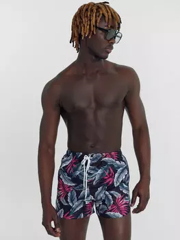 Шорты мужские спортивные черные с принтом