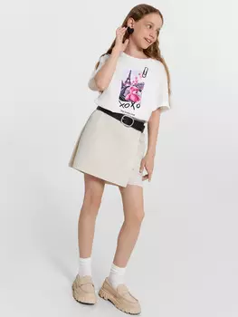 Шорты-юбка для девочек бежевые