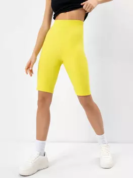 Шорты велосипедки женские желтые в рубчик