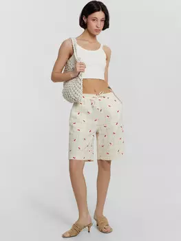 Шорты женские кремовые в клетку