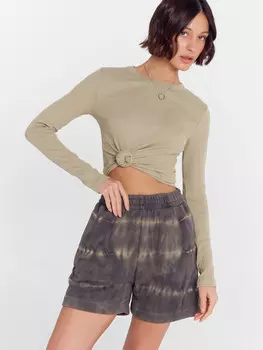 Шорты женские оливковые в технике тай-дай