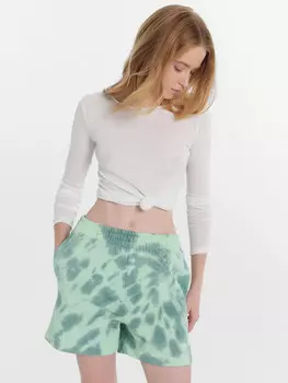 Шорты женские салатовые в технике тай-дай