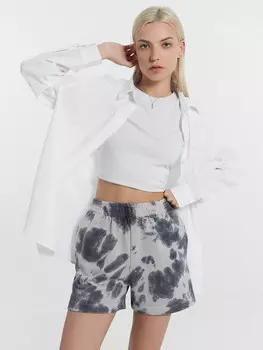 Шорты женские серые в технике тай-дай