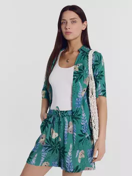 Шорты женские зеленые с принтом